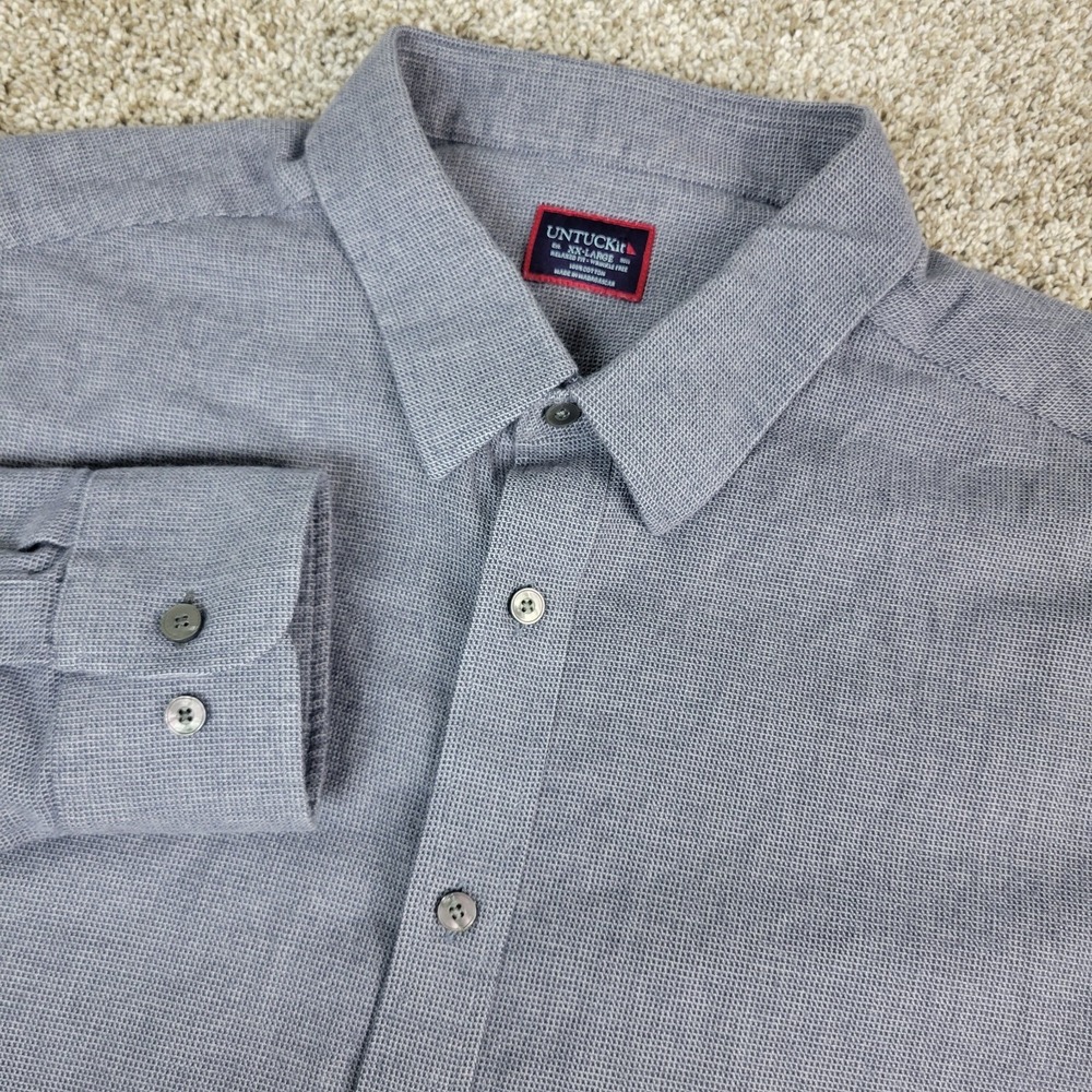 Untuckit Relaxed Fit Wrinkle Free Mens 2XL Gray Button Up Long Sleeve